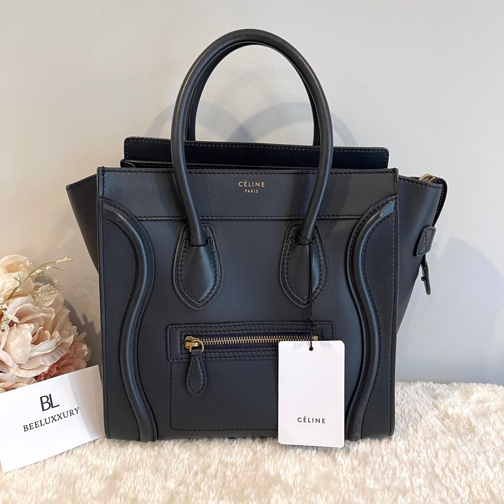 💙 Celine Micro Luggage 💙 Navy Blue GHW Tote Bag